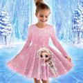 Girls' 3D Princess Dress Long Sleeve 3D Print Spring Fall Sports Outdoor Daily Holiday Cute Casual Beautiful Kids 3-12 Years Casual Dress A Line Dress Above Knee Polyester Regular Fit
