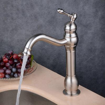 Bathroom Sink Mixer Faucet Deck Mounted, 360 Swivel Washroom Basin Taps Single Handle Rose One Hole Electroplated Faucet with Hot and Cold Water Gold/Black/Brushed Gold/Brass/Rustic Nickel