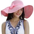 1 pcs Womens 5.5 Inches Big Bowknot Straw Hat Large Floppy Foldable Roll up Beach Cap Sun Hat UPF 50