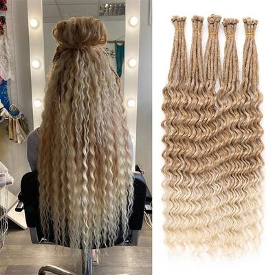 24 Inch Synthetic Wavy Dreadlock Extensions 20 Strands 0.6 cm Soft Thin SE Dread Extensions Handmade Reggae Crochet Hair Hip-Hop Style Pre Looped Dreadlock Extensions for Women 27/613#