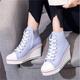 Women's Sneakers Boots Canvas Shoes Snow Boots Canvas Shoes Platform Sneakers Outdoor Daily Color Block Booties Ankle Boots Winter Wedge Heel Fashion Casual Preppy PU Lace-up Black White Pink