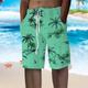 Men's Shorts Summer Shorts Beach Shorts Baggy Shorts Drawstring Elastic Waist Graphic Coconut Tree Breathable Soft Short Casual Daily Holiday Streetwear Hawaiian White Green Micro-elastic