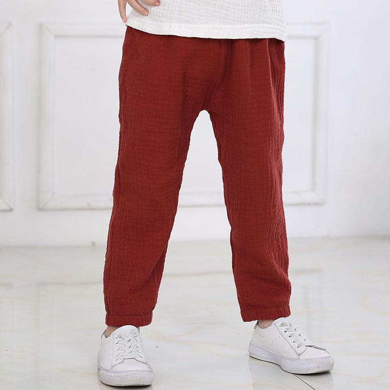 Toddler Boys Pants Trousers Solid Color Soft Pants Outdoor Linen Cool Daily Black Yellow Wine Mid Waist