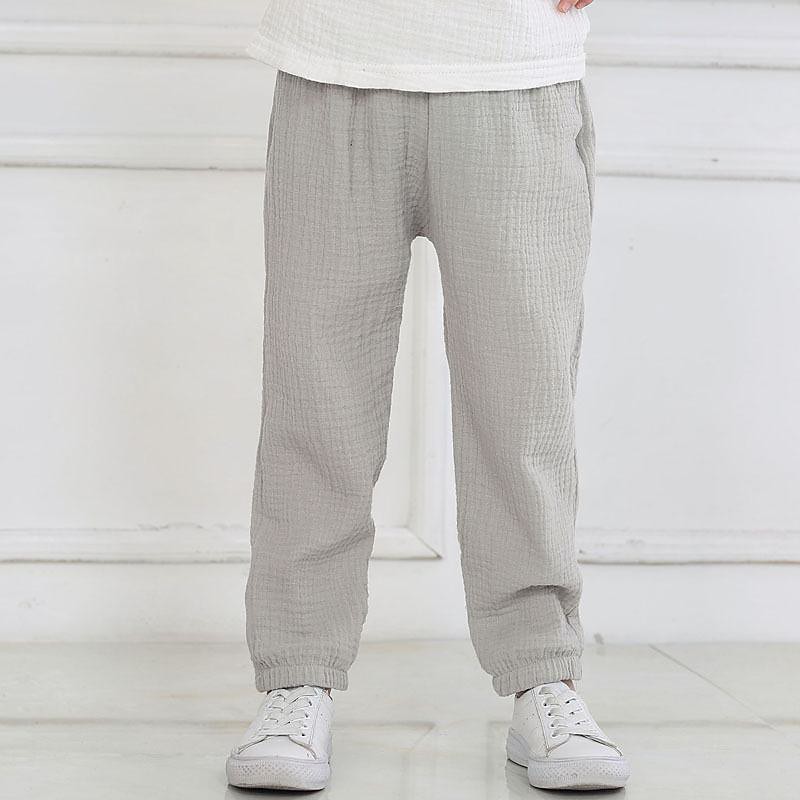 Toddler Boys Pants Trousers Solid Color Soft Pants Outdoor Linen Cool Daily Black Yellow Wine Mid Waist