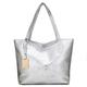 Women's Tote PU Leather Daily Zipper Solid Color Silver Black Gold