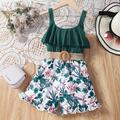 Kids Girls' Overall Jumpsuit Floral Fashion Outdoor 7-13 Years Summer Multicolor Red Green