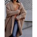 Women's Cardigan Open Front Chunky Knit Acrylic Knitted Fall Winter Long Outdoor Daily Going out Fashion Casual Soft Long Sleeve Solid Color Pink Camel Green S M L