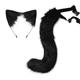 Cat Ears and Wolf Fox Animal Tail Cosplay Costume Faux Fur Hair Clip Headdress Halloween Leather Headband Tail Set