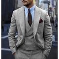 Men's Tweed Vintage Suits 3 Piece Plus Size Solid Colored Tailored Fit Single Breasted Two-buttons Burgundy Green Blue Brown Fall/Winter 2024