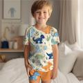 Boys 3D Dinosaur Tee Shorts Pajama Sets Short Sleeve 3D Print Summer Active Fashion Daily Polyester Kids 3-12 Years Crew Neck Home Causal Indoor Regular Fit