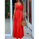 Women's Casual Dress Swing Dress Summer Dress Long Dress Maxi Dress Lace up Ruffle Date Vacation Streetwear Maxi Strap Sleeveless White Yellow Red Color