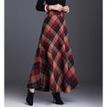 Women's Skirt Dress A Line Swing Work Skirts Maxi Skirts Pocket Print Tartan Solid Colored Casual Daily Weddiing Guest Fall Winter Tweed Basic Red Blue Green Khaki