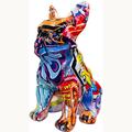 Graffiti French Bulldog Sculpture Animal Dog Statue Art Figurine Home Decoration for Living Room Bedroom Book Shelf TV Cabinet Desktop Decor Table Centerpieces Ornaments