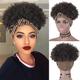 Afro Kinky Curly Wig Headband Wig Gray Wigs for Women Short Curly Afro Wig with Headband Attached Synthetic Gray Ombre Wig Womens Curly Real Hair Glueless Wig Gray Hair Wigs 4Inch