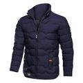 Men's Winter Coat Winter Jacket Puffer Jacket Zipper Pocket Polyster Pocket Office Career Date Casual Daily Regular Fashion Casual Windproof Warm Winter Plain Black Navy Blue Gray Puffer Jacket