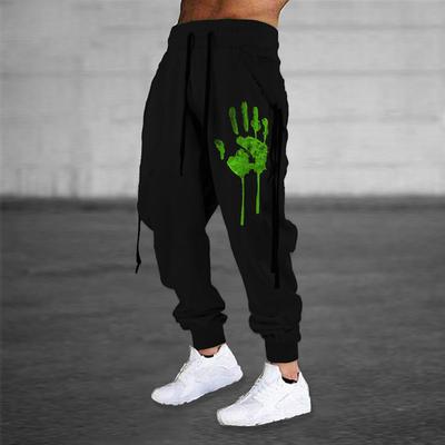 Men's Sweatpants Joggers Trousers Drawstring Side Pockets Elastic Waist Graphic Prints Hand Comfort Breathable Sports Outdoor Casual Daily Cotton Blend Terry Streetwear Designer Black Blue