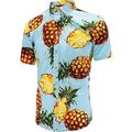 Men's Shirt Summer Hawaiian Shirt Aloha Shirt Fruit Pineapple Graphic Prints Turndown Green / Black White Pink Navy Blue Royal Blue 3D Print Outdoor Street Short Sleeves Print Button-Down Clothing