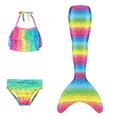 Kids Girls' Swimwear Bikini 3-10 Years 3pcs Three Piece Swimsuit Mermaid Tail The Little Mermaid Swimwear Gradient Sleeveless Blue Rainbow Red Beach Active Cosplay Costumes Bathing Suits Summer