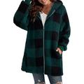 Women's Fleece Jacket Sherpa Jacket Teddy Coat Windproof Warm Home Christmas Daily Wear Vacation Zipper Pocket Zipper Hoodie Ordinary Plush Casual Daily Modern Plaid Regular Fit Outerwear Long Sleeve