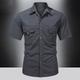 Men's Shirt Work Shirt Button Up Shirt Summer Shirt Cargo Shirt Army Green Khaki Gray Short Sleeve Plain Turndown Outdoor Street Button-Down Clothing Apparel 100% Cotton Fashion Casual Breathable