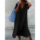 Women's Summer Dress Plain Dress Plain Ruched Patchwork V Neck Midi Dress Basic Modern Outdoor Daily Short Sleeve Loose Fit Black White Dark Blue Summer Spring S M L XL XXL