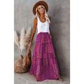 Women's Skirt Swing Long Skirt Bohemia Maxi Skirts Drawstring Print Graphic Solid Colored Causal Vacation Spring Summer Polyester Vintage Boho Red Blue Purple