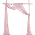 Decorative Wedding Arch Draping Window Scarf Curtains Romantic Mauve Ombre Voile Sheer Soft Window Scarf Valances for Outdoor/Indoor Big Events
