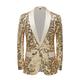 Men's Party Sequin Blazer Retro 70s Disco Blazer Sparkle Elegant Jacket Champagne Red Green 2024