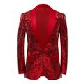 Men's Party Sequin Blazer Retro 70s Disco Blazer Sparkle Elegant Jacket Champagne Red Green 2024