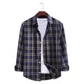 Men's Shirt Button Up Shirt Summer Shirt Plaid Shirt Red Navy Blue Coffee Long Sleeve Plain Plaid / Check Turndown Button Down Collar Work Casual Button-Down Clothing Apparel Fashion Simple Formal