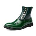 Men's Boots Chelsea Boots Button Boots Brogue Dress Shoes Business British Wedding Party Evening St. Patrick's Day Patent Leather Synthetics Booties / Ankle Boots Buckle Black Green Color Block