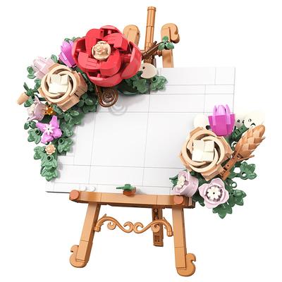 Clear Sky Rose Building Blocks Creative Art Shelf Toys DIY Architectural Painting Notepad for Adults/Teens Collectible Gift Set. Home Tabletop Decorations. Valentine's Day