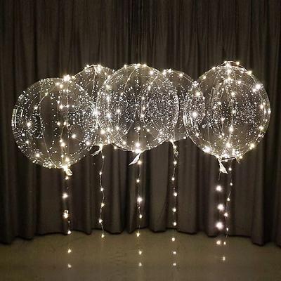 Luminous Transparent Helium Bobo Bubble Ballons Festival Wedding Birthday Party Decorations LED String Light Up Balloons