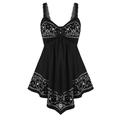 Women's Plus Size Lace Shirt Camisole Summer Tops Cotton Floral Daily Back to School Going out Lace Ruched Backless Black Sleeveless Streetwear V Neck Summer Spring