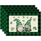 St. Patrick's Day Placemat, Clover Table Decoration, Non slip and Thermal Insulation Linen Mats Seasonal Spring Table Mats for Party Kitchen Dining Decoration