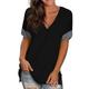 Women's Shirt Solid Color V-Neck Short-Sleeved Blouse