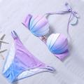 2 pcs Swimwear Bikini Swimsuits Mermaid Women's Solid Color Polyester Bra Briefs