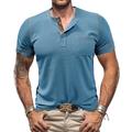 Men's T shirt Tee Waffle Henley Shirt Henley Shirt Short Sleeve Shirt Tee Top Plain Henley Street Vacation Short Sleeve Patchwork Pocket Clothing Apparel Fashion Designer Basic