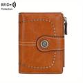 Women's Wallet Credit Card Holder Wallet PU Leather Shopping Daily Holiday Buttons Zipper Large Capacity Waterproof Lightweight Solid Color Light Blue claret Antique yellow