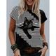 Women's T shirt Tee Black White Light Grey Graphic Cat Print Short Sleeve Casual Daily Cute Vintage Round Neck Regular 3D Cat S