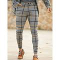 Men's Trousers Chinos Chino Pants Plaid Dress Pants Pocket Plaid Comfort Breathable Outdoor Daily Going out Cotton Blend Fashion Streetwear Black Grey