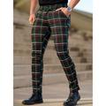 Men's Trousers Chinos Chino Pants Plaid Dress Pants Pocket Plaid Comfort Breathable Outdoor Daily Going out Cotton Blend Fashion Streetwear Black Grey