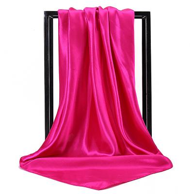 1pcs 9090cm Solid Colors Neckerchief Hijab Scarf For Women Silk Satin Headband Hair Scarves Female Square Shawls Head Scarfs For Ladies