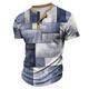 Plaid Men's Casual 3D Print T shirt Tee Henley Shirt Waffle Sports Outdoor Casual Daily T shirt Blue Sky Blue Green Short Sleeve Henley Shirt Spring Summer Clothing Apparel S M L XL