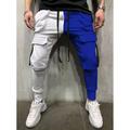 Men's Skinny Joggers Tapered pants Trousers Casual Pants Patchwork Drawstring Elastic Waist Solid Colored Sports Full Length Casual Daily Streetwear Sports Chino Slim Black-White White Blue