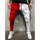 Men's Skinny Joggers Tapered pants Trousers Casual Pants Patchwork Drawstring Elastic Waist Solid Colored Sports Full Length Casual Daily Streetwear Sports Chino Slim Black-White White Blue