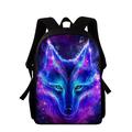 Men's Women's Kid's School Bag Bookbag 3D Print Commuter Backpack School Daily Wolf 3D Print Oxford Large Capacity Zipper Print Black Purple Green