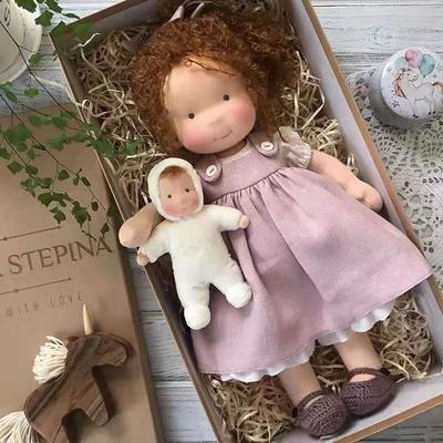 Cotton Body Waldorf Doll Doll Artist Handmade Mini Dress-Up Doll Diy Halloween Gift Box Packaging Blessing for Christmas Gifts