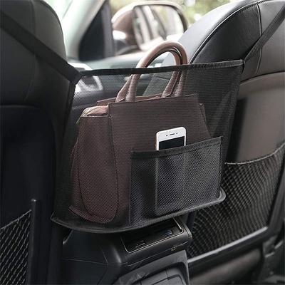 Car Net Pocket Handbag Holder – Durable Polyester Hanging Organizer Between Front Seats for Purse, Documents