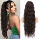 Burgundy Ponytail Extension 24 Inch Long Wine Red Drawstring Ponytail Extension for Women Synthetic Long Curly Wavy Ponytail Hair Extensions for Daily Party Use